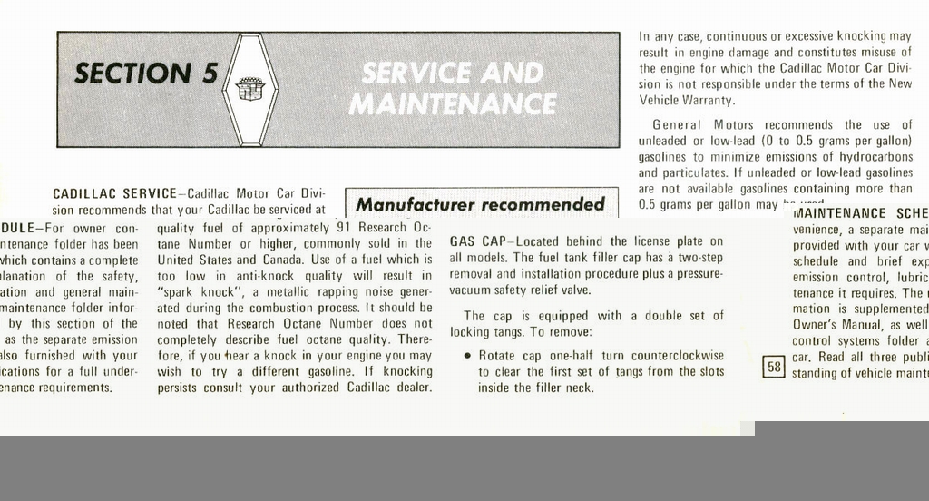 1973 Cadillac Owners Manual Page 72